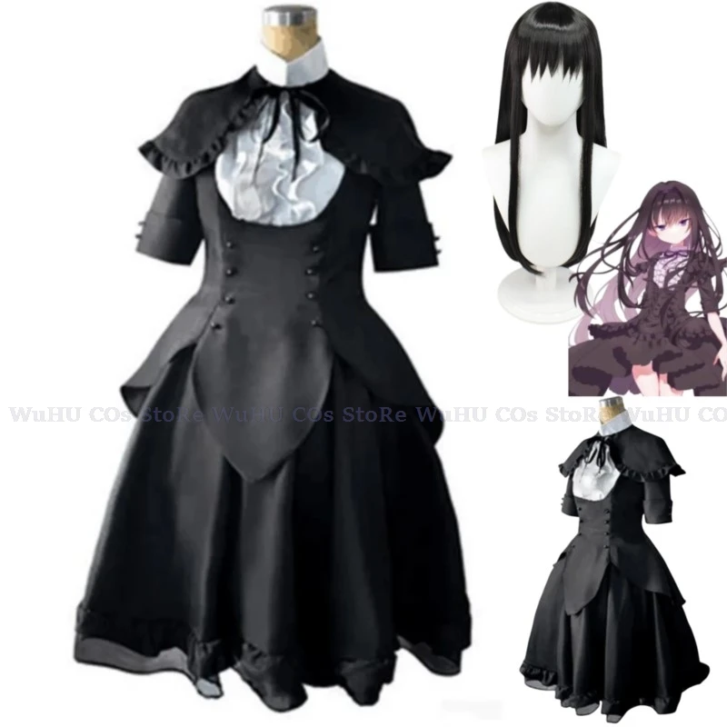 Disfraz de Cosplay de Anime Puella Magi Madoka Magica, traje de fiesta Kawaii Sexy para mujer, peluca, vestido negro