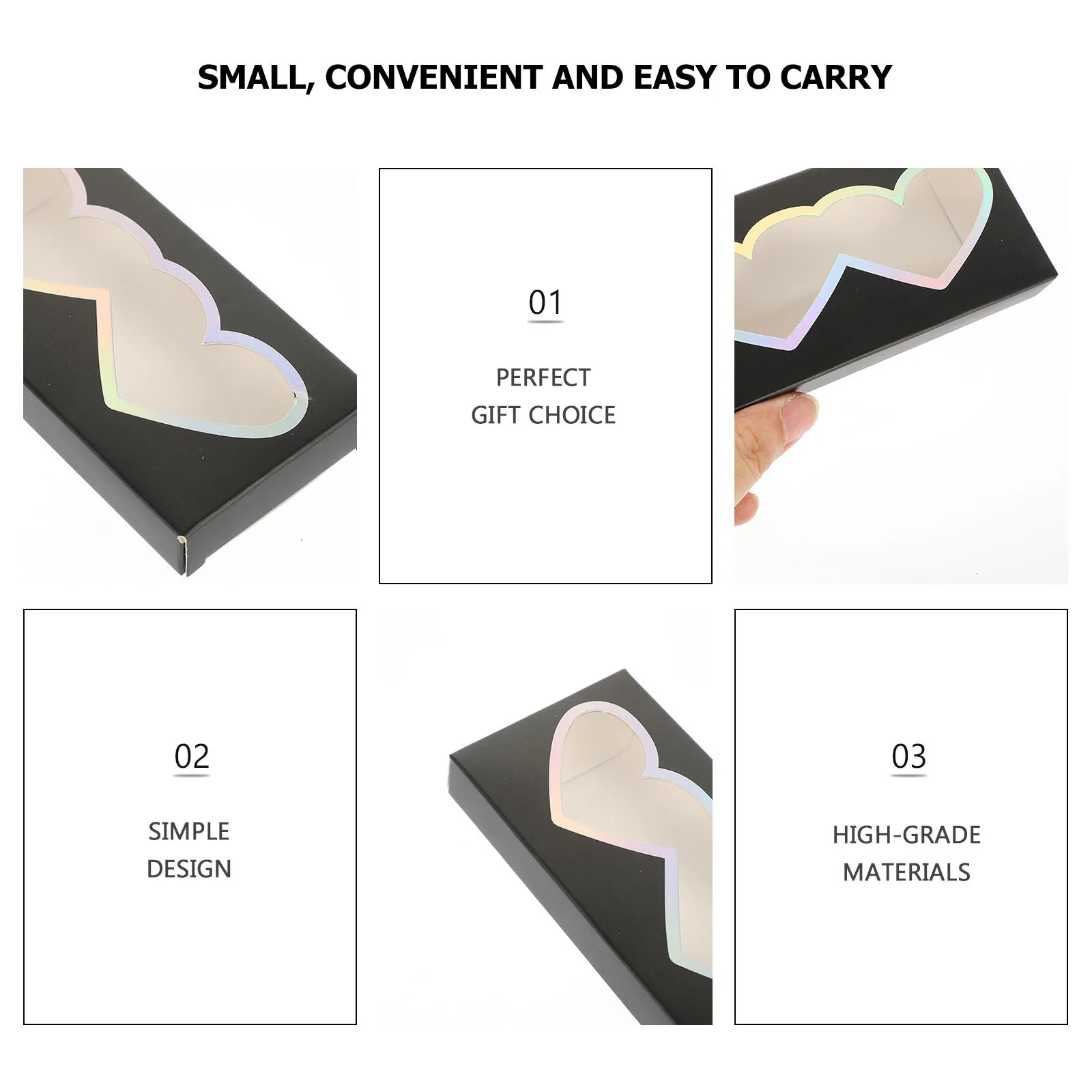 

50Pcs Loving Heart Eyelash Packaging Boxes Transparent Lid False Eyelash Storage Case Organizer Holder for Travel and Home