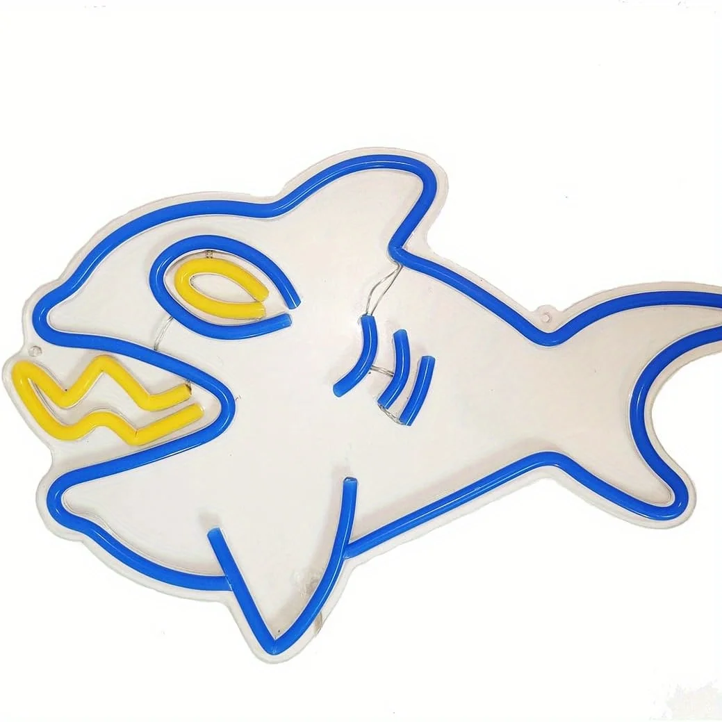 Shark Cartoon LED Neon Light - USB Powered, With Dimmer, Adjustable Brightness, Perfect for Kids' Rooms, Game  Fun Decor