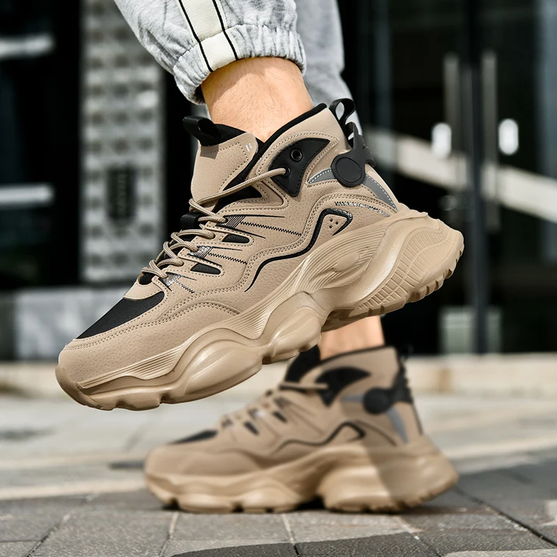 

High Top Comfortable Breathable Man Running Shoes 2025 Spring New Men Sports Sneaker Fashion Anti Slip Outdoor Basketball Canvas