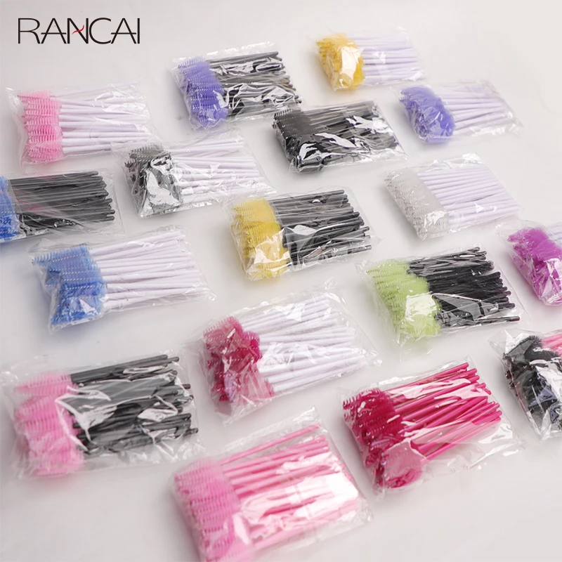 RANCAI Einweg Wimpern Augenbraue Pinsel Kamm 25 Pcs Wimpern Verlängerung Mascara Zauberstäbe Make-Up Professional Make Up Schönheit Werkzeug