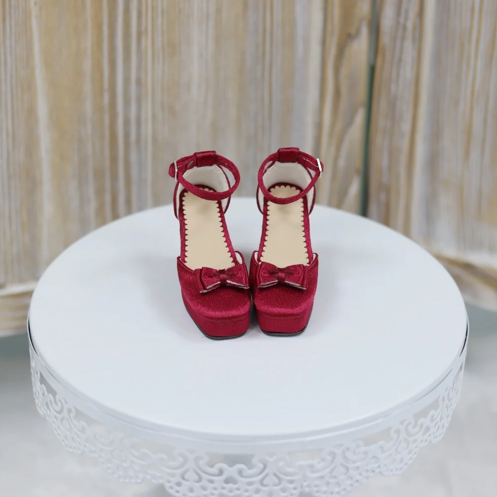 

BJD/ SD/DD/AS Doll Shoes Girls 1/3 Square Bow Elegant Red Black Blue Multi-colored Thick-soled High Heels Gifts Doll Accessories