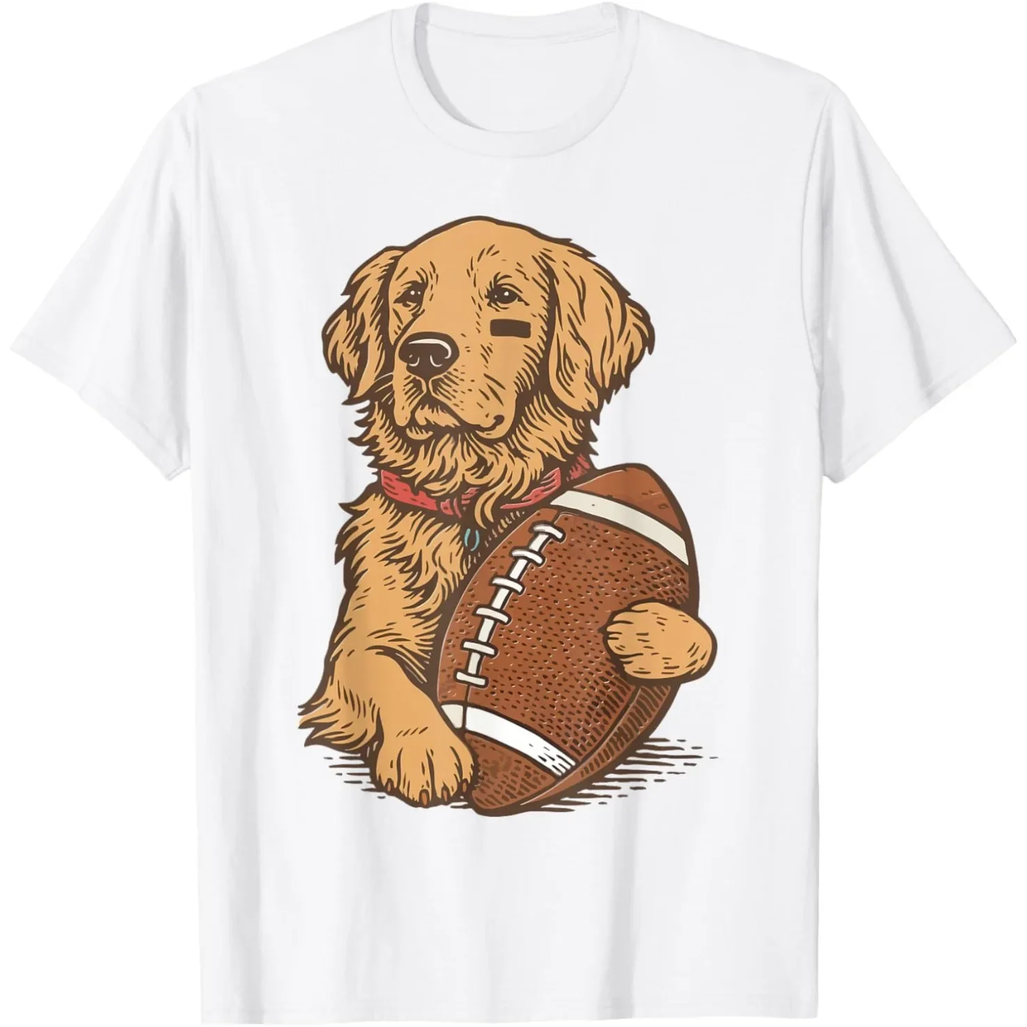 

Golden Retriever Football Player Dog Graphic Tee Unisex Cotton Round Neck Short Sleeve T-Shirt
