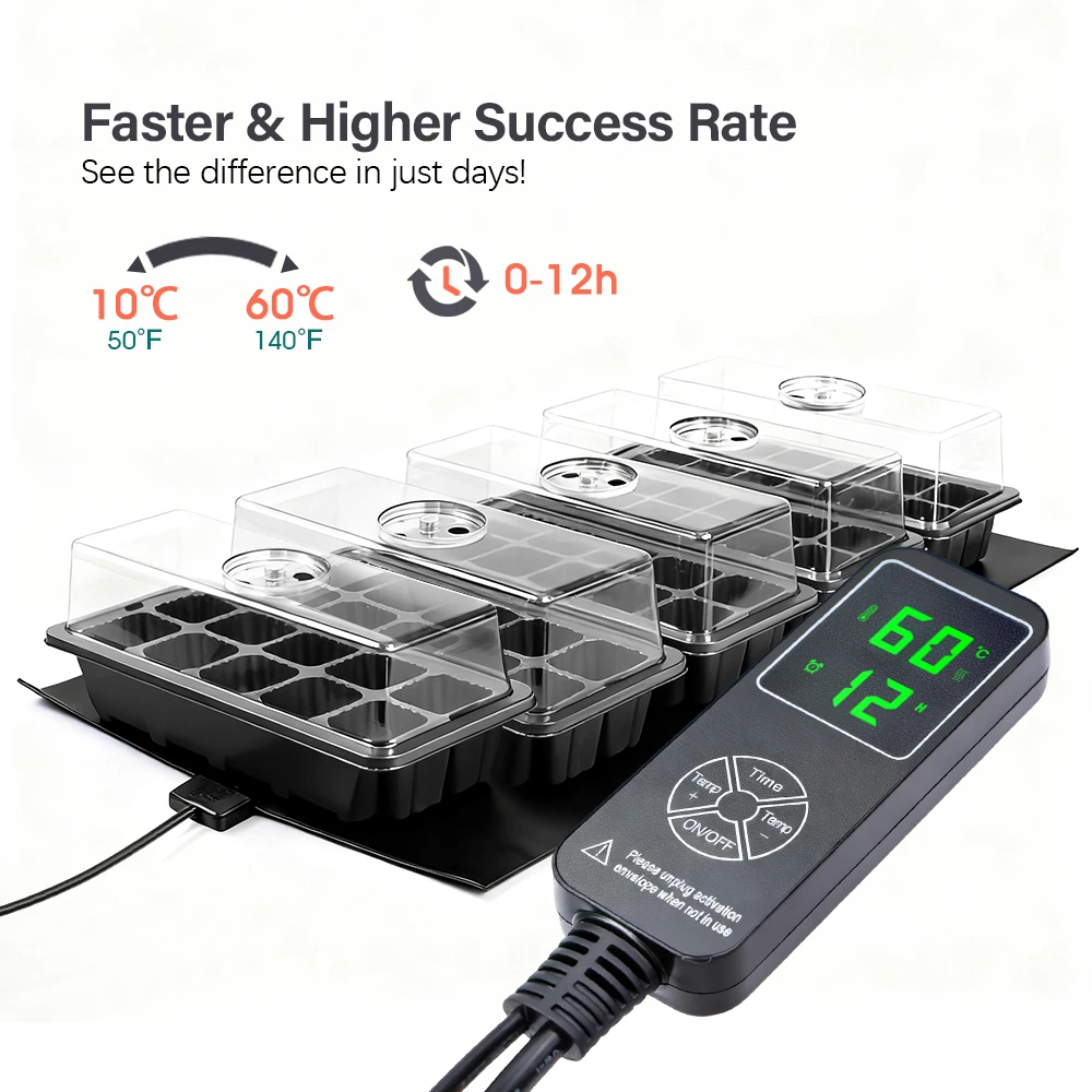 35 واط الشتلات لوحة التدفئة مع 10 صينية انتشار الخلايا و توقيت ترموستات داخلي البستنة إنبات عدة الحضانة دفئا حصيرة #3