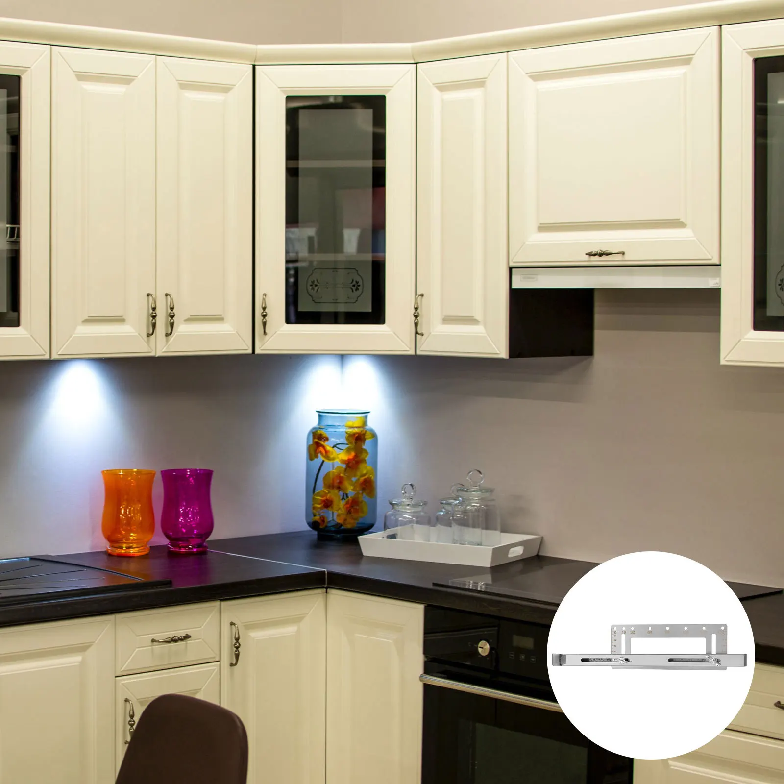 

Cabinet Hardware Punch Locator Tool Stainless Steel Adjustable Drill Guide for Precise Cabinet Handle Installation and