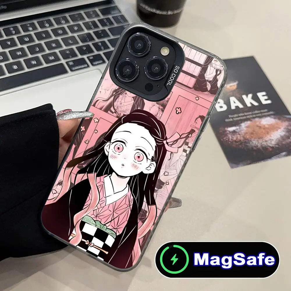 

Demon Slayer Nezuko Phone Case for iPhone 16 15 14 13 12 11 Pro Max Plus MagSafe Translucent Colour Protective Cover Pretty