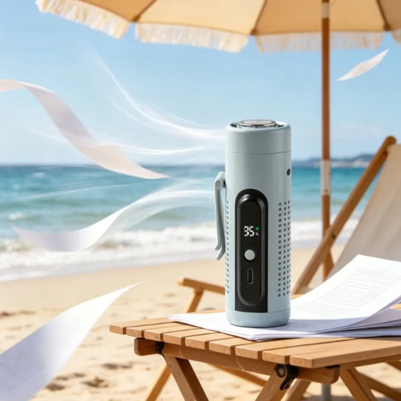 [B25B!】 Turbo Ice Cooling Fan USB Rechargeable For Mini Handheld Fan Portable Neck Hanging Outdoor Waist Clip Air Fan