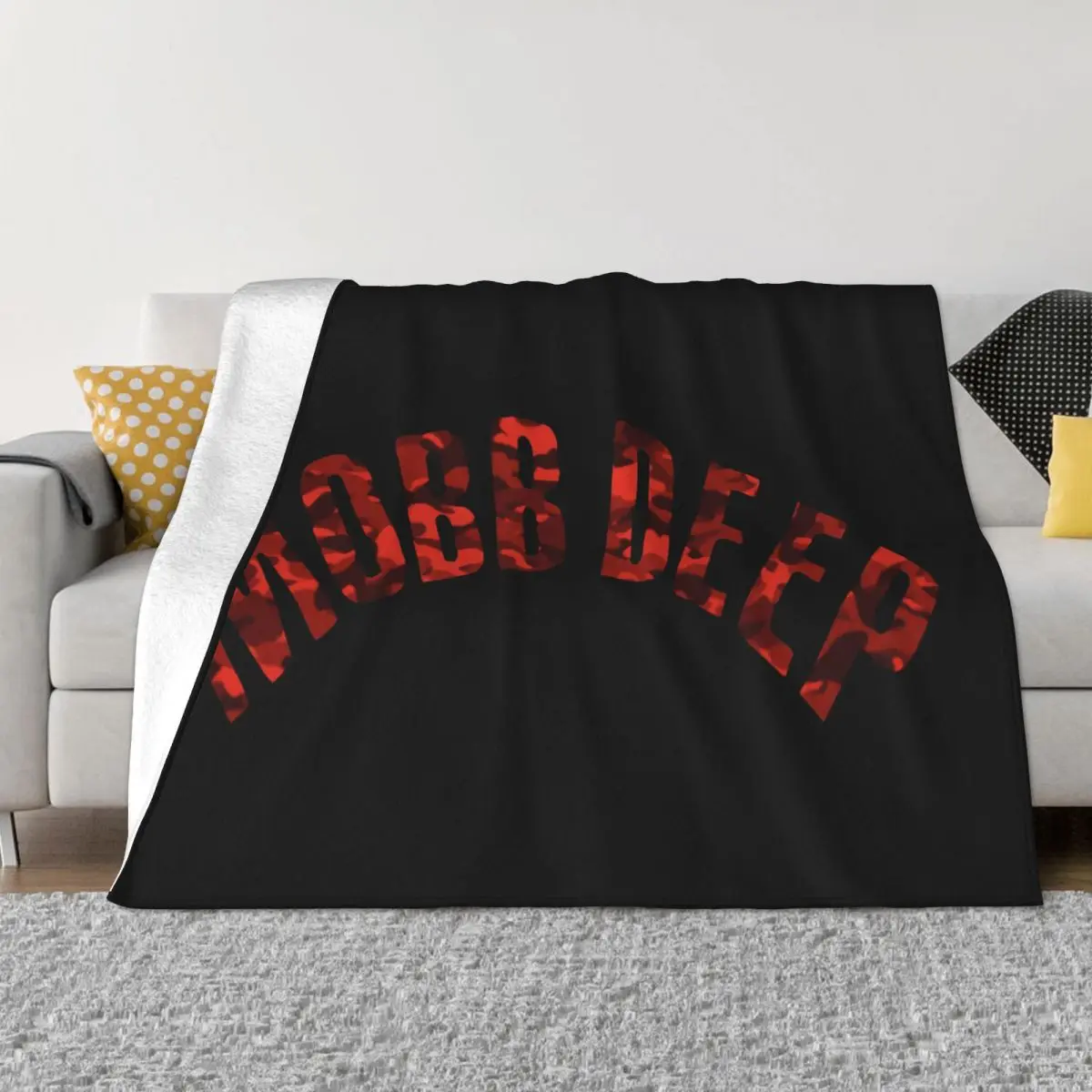 Mobb Deep Queensbridge Ny Red Camo Detail Hip Hop White Summer Style Streetwear Fresh Design Woman Selling Top Throw Blanket