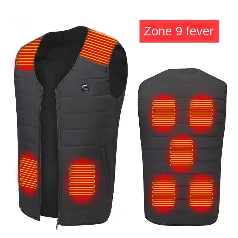 

3/9/12 Zone Heating Horse Fashion V-neck Jacket Outdoor Slim Fit Warm USB Intelligent Fast Heating Suit Men's Work Coat 2024 New