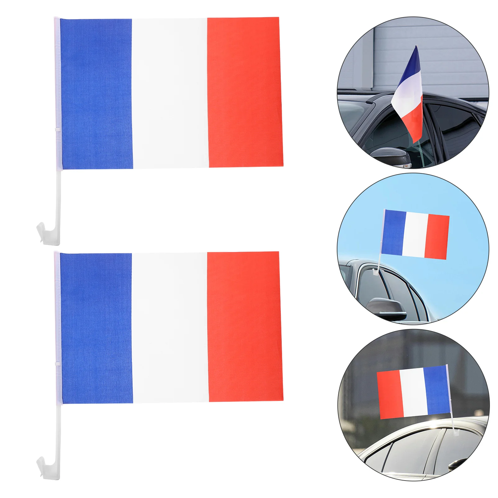 2 Pcs Rearview Mirror Decoration Car Flag Decorations with Pole French Toothpicks