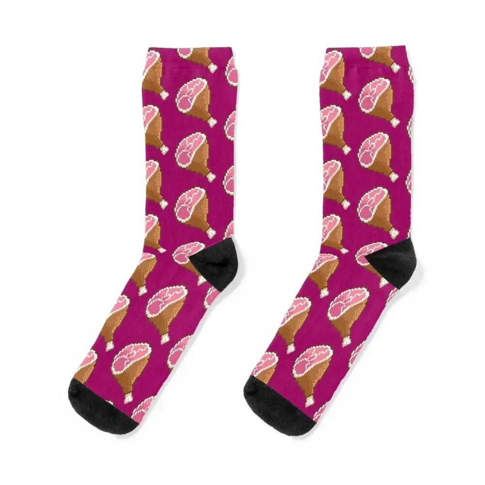 

8-bit Ham Bone Socks Heating sock happy anti slip football Man Socks Women's