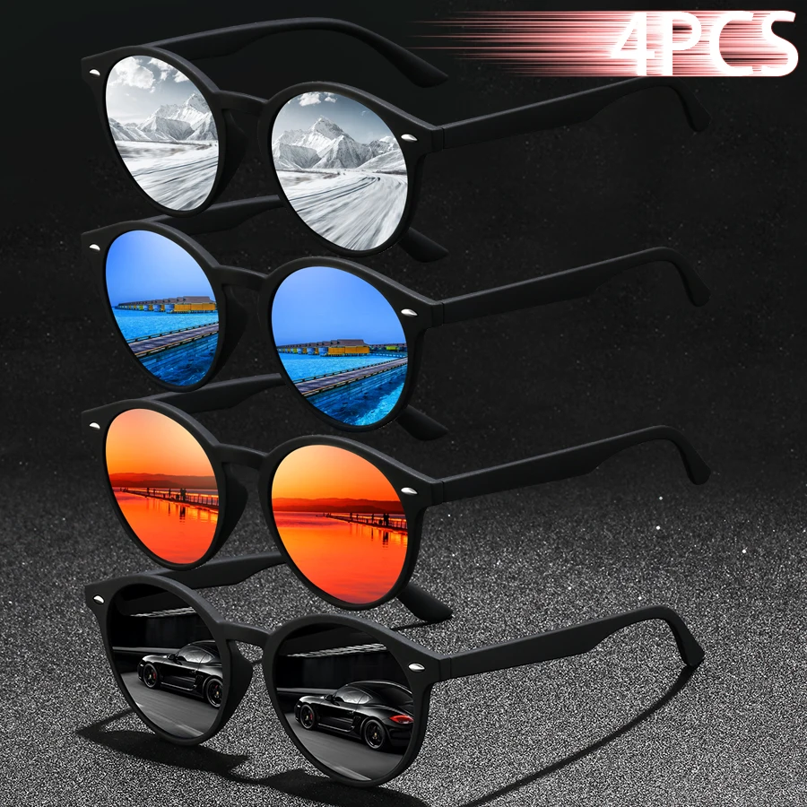 4PCS Fashion  UV400 Sunglasses Men Women Driving Hiking Colorful Trendy Lightweight Outdoor Goggles