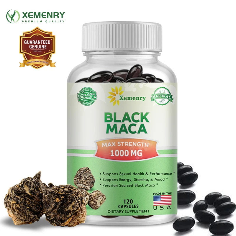 Xemenry Black Maca Root Extract Softgels All Natural Healthy - Non-GMO