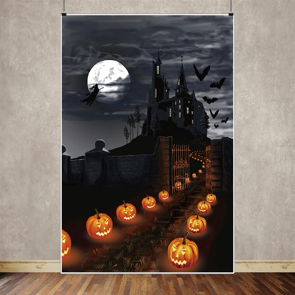 MOON.QG Halloween 2025 Photography Backdrop Pumpkin Lantern Party Home Photocall Background Baby Photo Studio Photobooth Props