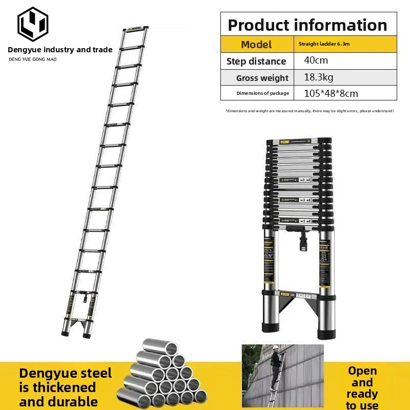 

Multifunctional telescopic ladder Stainless steel household portable folding straight ladder Bamboo ladder Herringbone ladder