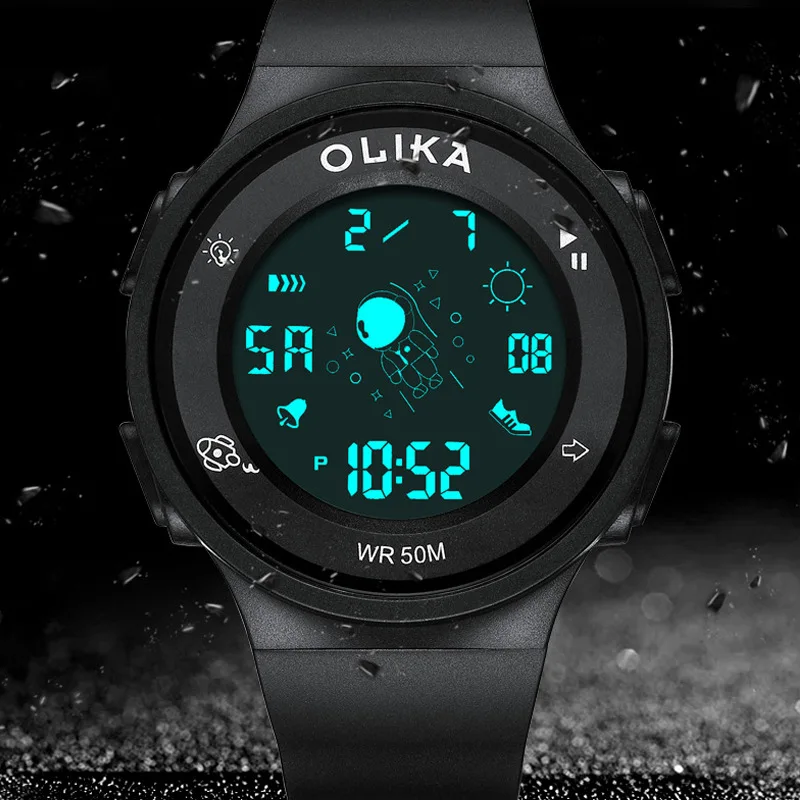 

OLIKA Children Digital Watch Brand Simple Chronograph Sport Wristwatch Waterproof Electronic Clock Stop Watches Gift for Kids