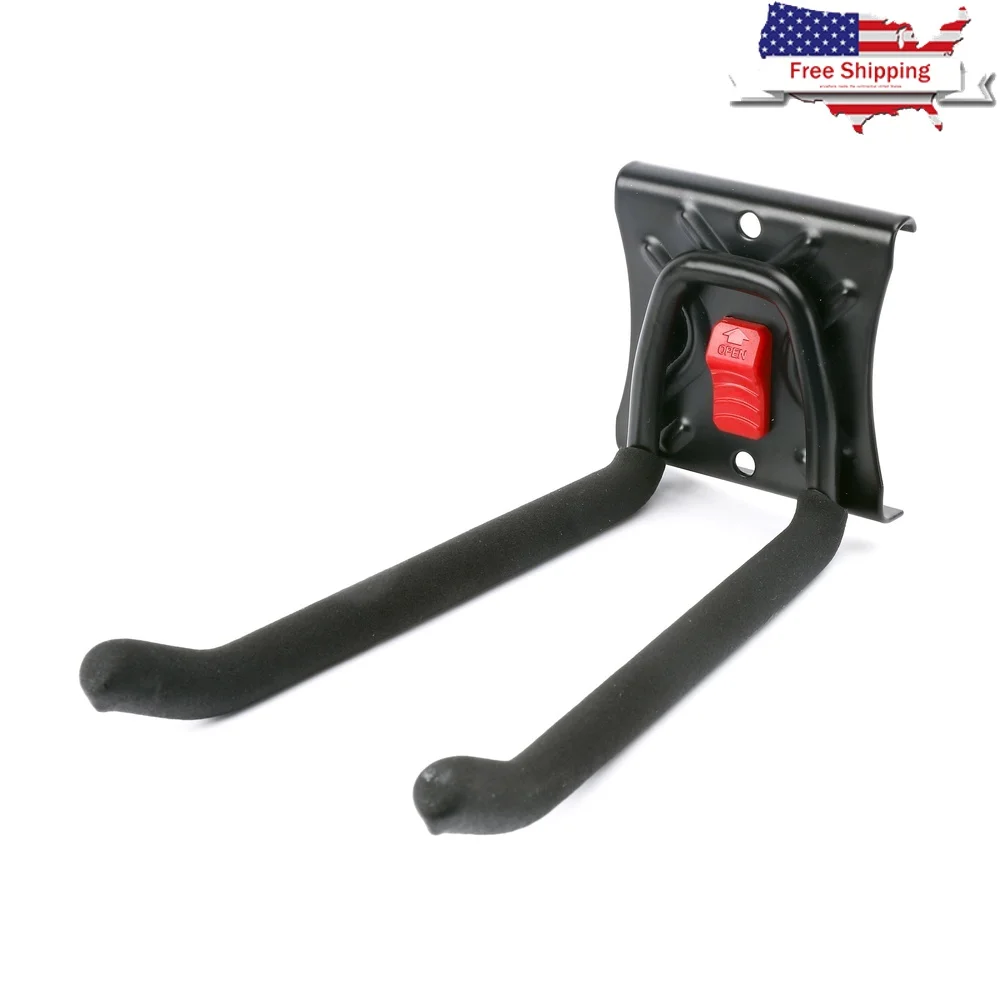 Sistema de riel organizador de montaje en pared con gancho recto de acero de liberación rápida de 6 pulgadas, herramientas de garaje y soluciones de almacenamiento