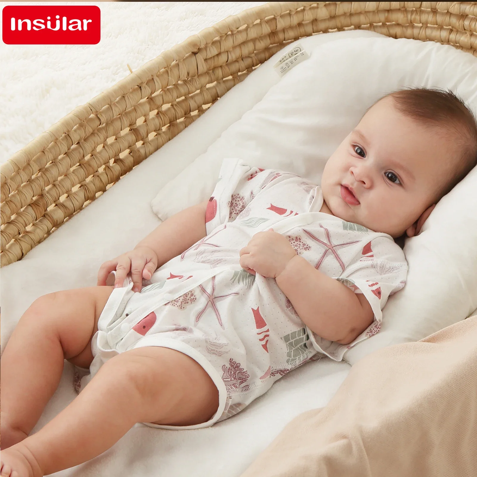 

Newborn Baby Jumpsuit Breathable Summer Clothes Infant Onesie Toddler Crawl Suit Short-Sleeved Romper Wrap Butt Clothes for Kids