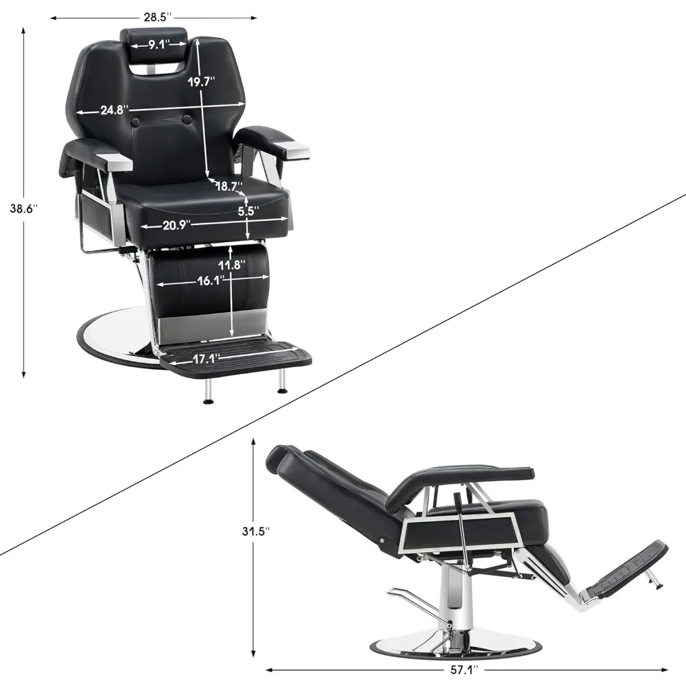 Heavy Duty Recline Barber Chair All Purpose Hydraulic Salon Chair for Hair Stylist Spa Beauty Shampoo Equipment 8706.