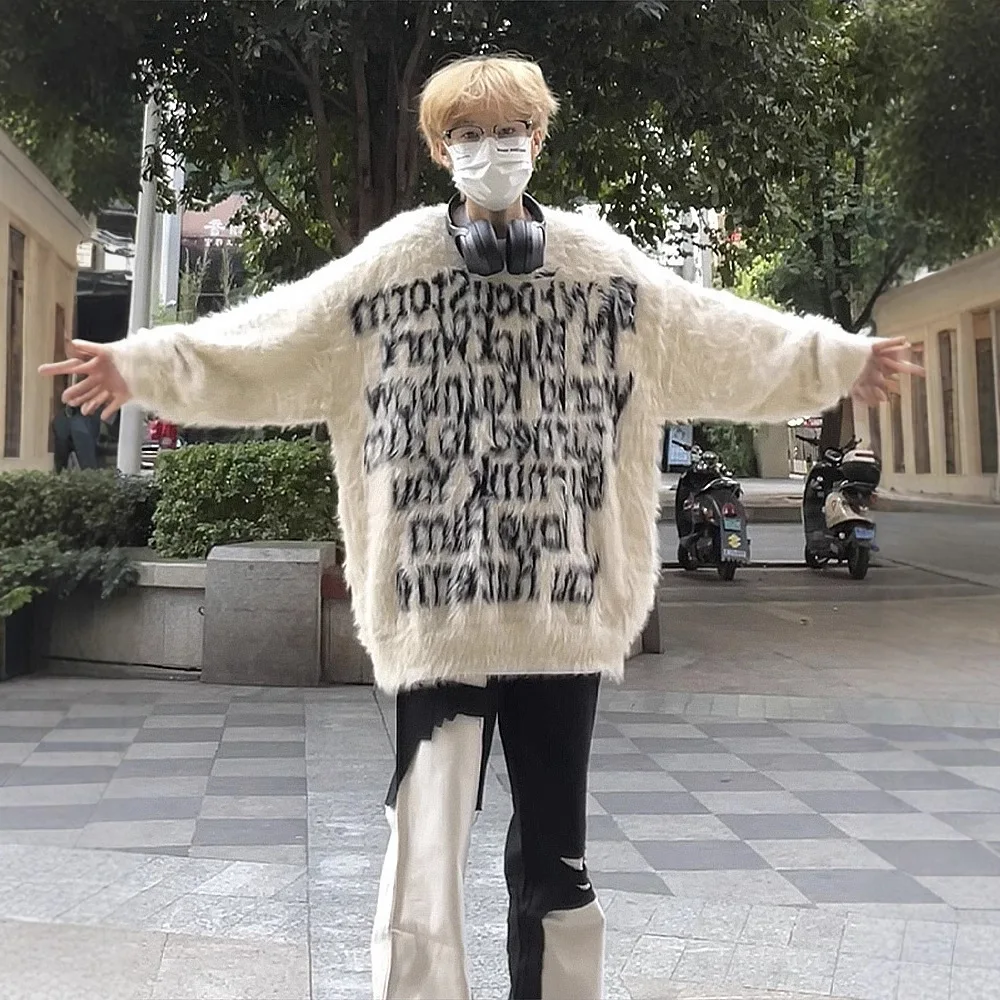

Cleanfit Horsehair Knit Sweater Men's Autumn Winter Loose Lazy Style American Retro Oversize Knitted Coat Casual Daily Wear