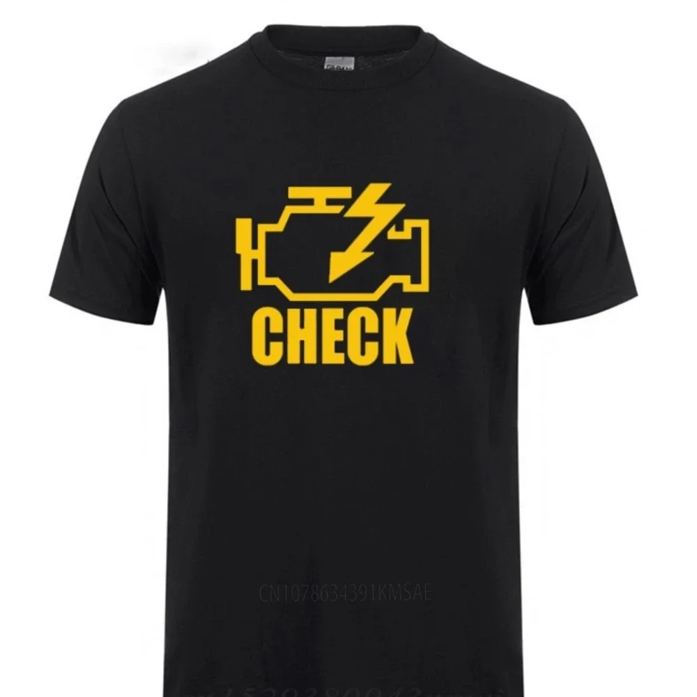 Mechanic Auto Repair Check Engine Light T-Shirt Funny Birthday Gift For Men Daddy Father Husband Short Sleeve Cotton T Shirt Tee