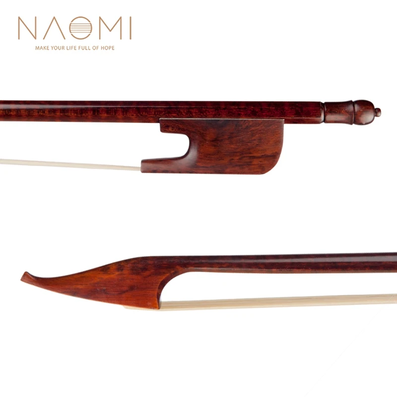 

Top-Naomi 4/4 Cello Bow Baroque Style Bow Snakewood Round Stick White Horsehair