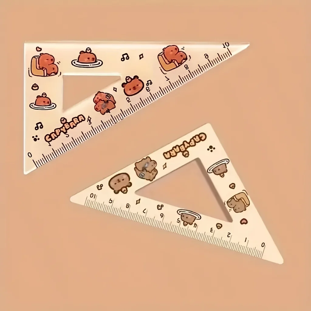 Capybara Ruler Set for Students, Includes a Thick Acrylic Wavy Ruler, 15Cm Triangle Ruler, And Semicircle Ruler.