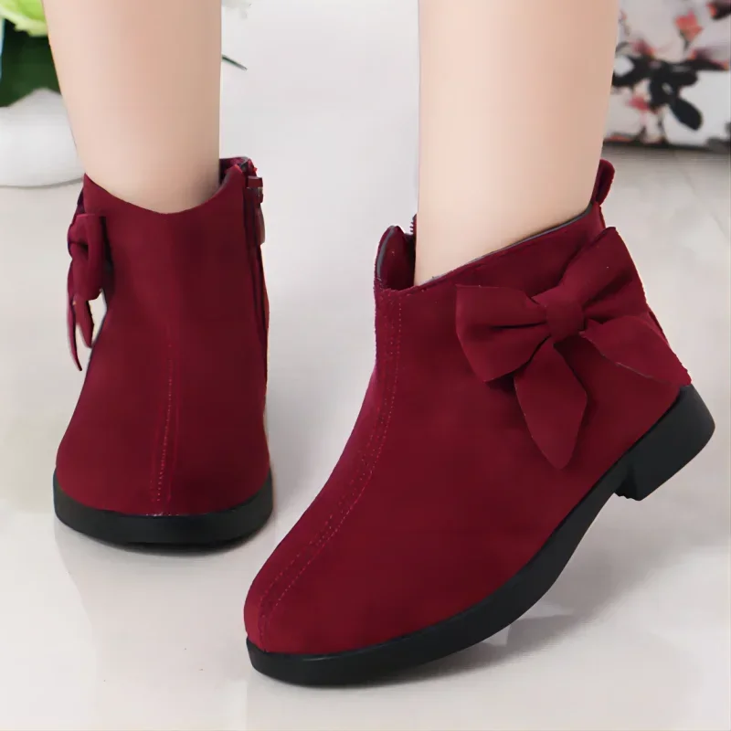 2023 Girls Boots Leather Sport Shoes For Girls Children Warm Boots Fashion Soft Bottom Princess Snow Boots Kids Sneakers