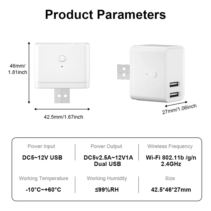 AT19-2X Tuya Smart Wi-Fi USB-адаптер-переключатель 5 В Mini 2 USB-адаптер питания Smart Life Control для Alexa Google Yandex Alice