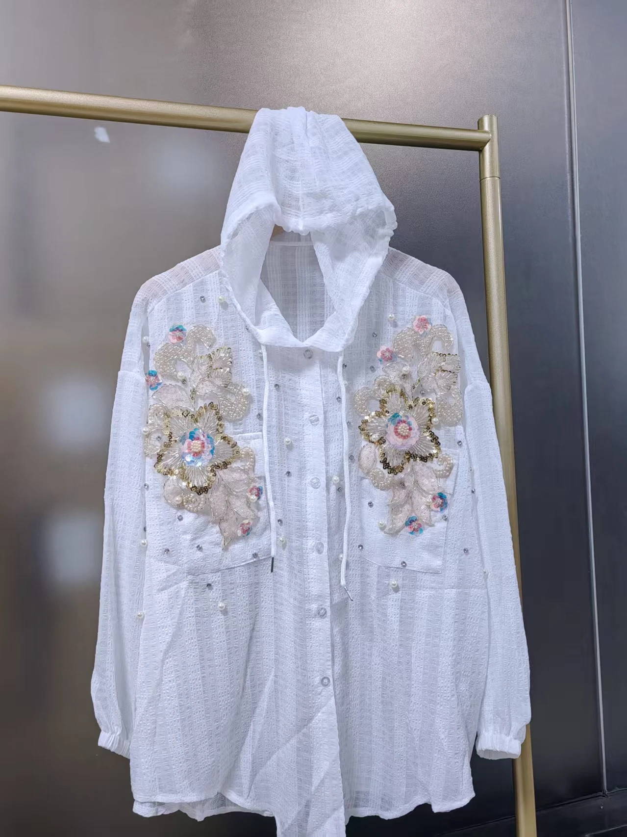 High-end 2025 Spring Summer Luxury Hooded Oversize Shirts Blouses Women's Loose Casual Y2K  Tops Korean Popular Woman Clothing