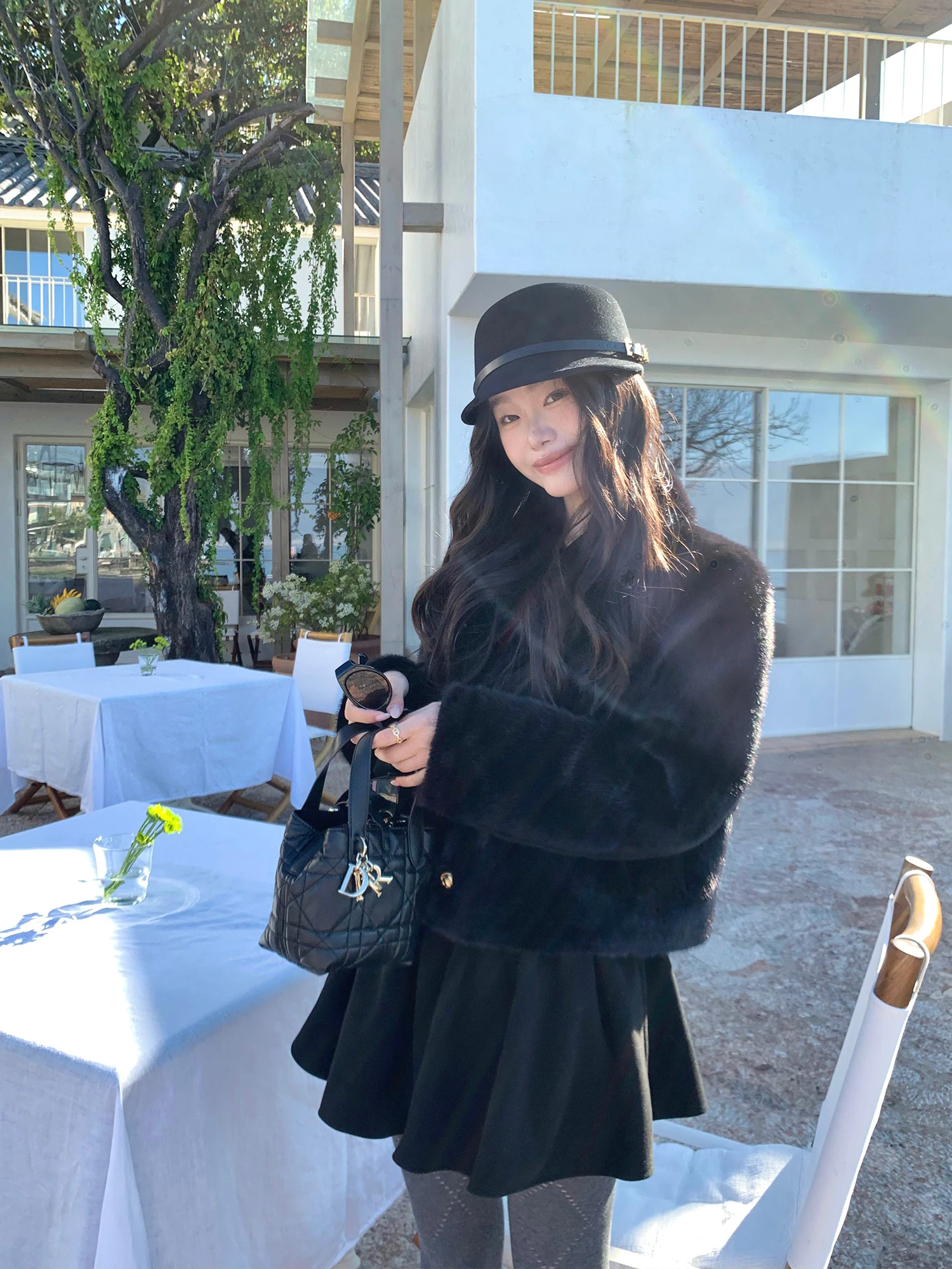 

Pusumede Heareat Tea Break ort Fur Coat Women's Faion Warm Quilted Jaet een Collar Eco-friendly Leather