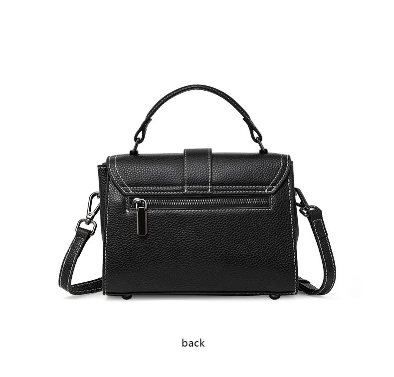 Aidrani 2026 Commuter Litchi Grain Hochwertige Kleine Schultertasche aus Leder für Damen mit Schnalle, Schwarze Kleine Quadratische Tasche – Detail 14