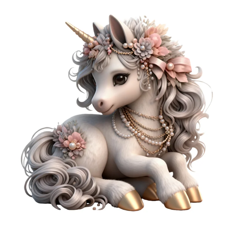 Luxurious Decorative Unicorn Art Mold, Pearl Garland Embellishment Design, Dreamy Dessert Fondant Chocolate Making Silicone Mold