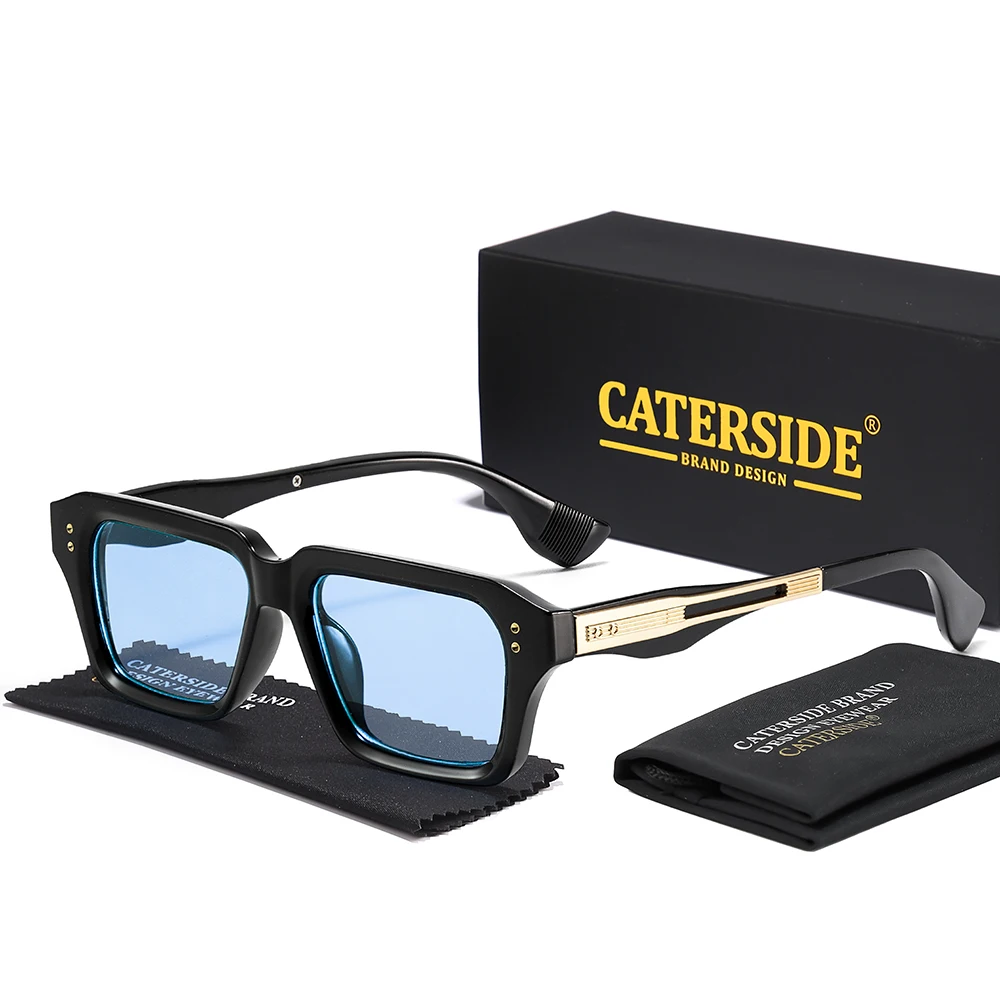 CATERSIDE Retro Quadratische Metall-Sonnenbrille für Männer, Modische Damen-Sonnenbrille, Outdoor-Reise-Fahrbrille, Dekorative Brille, UV400 – Detail 21