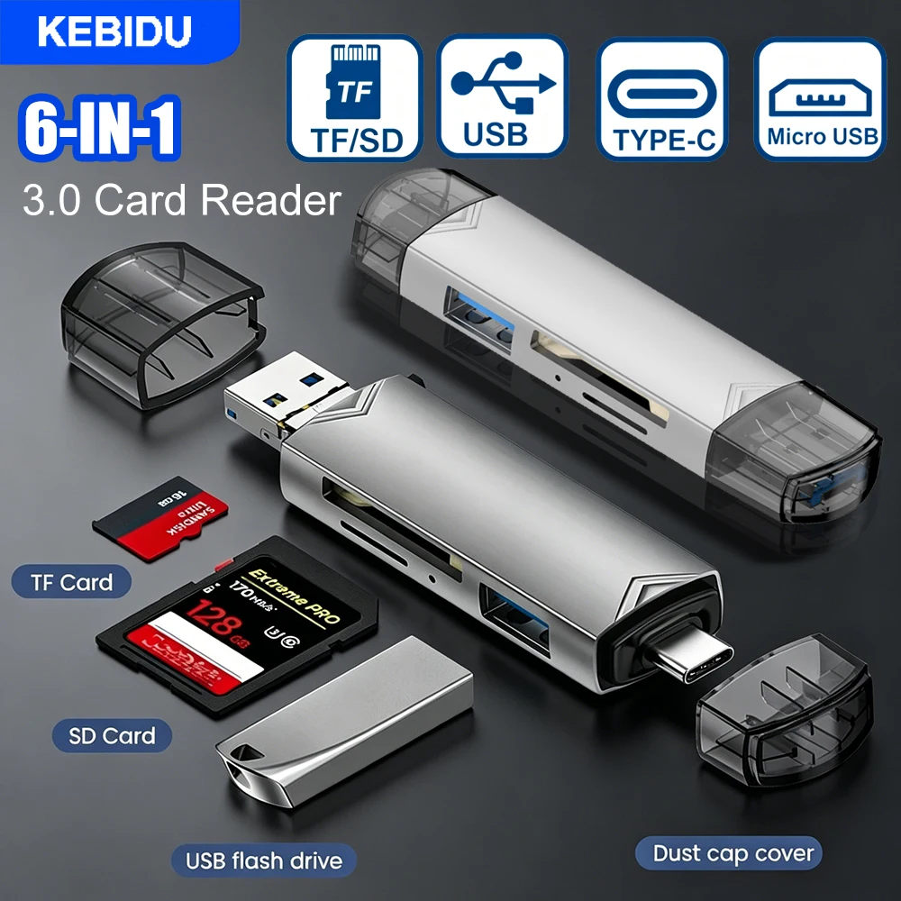 

KEBIDU Type-C Micro USB 3.0 TF SD Card Adapter OTG Card Reader Multifunction Flash Drive Converter For Phone Laptop Accessories