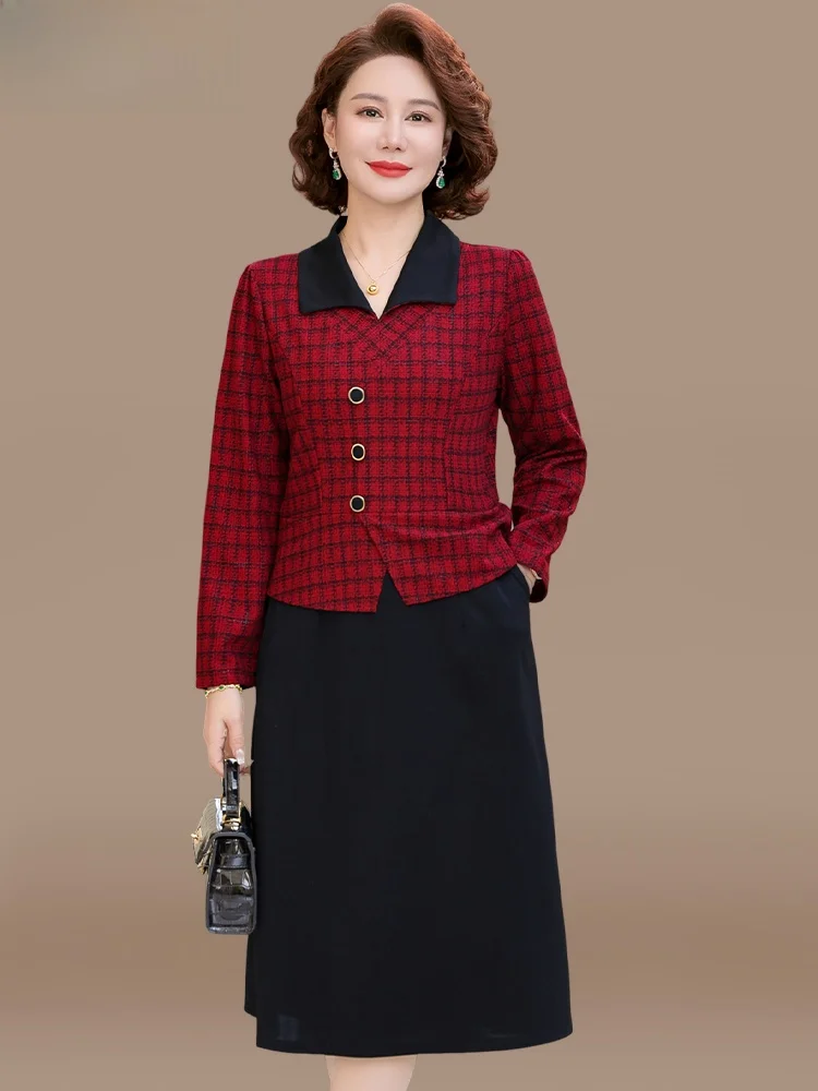 ele-mid-aged-women's-wedding-dr-long-sve-v-ne-midi-skirt-faionable-polyester-fiber-mom's-wedding-gown