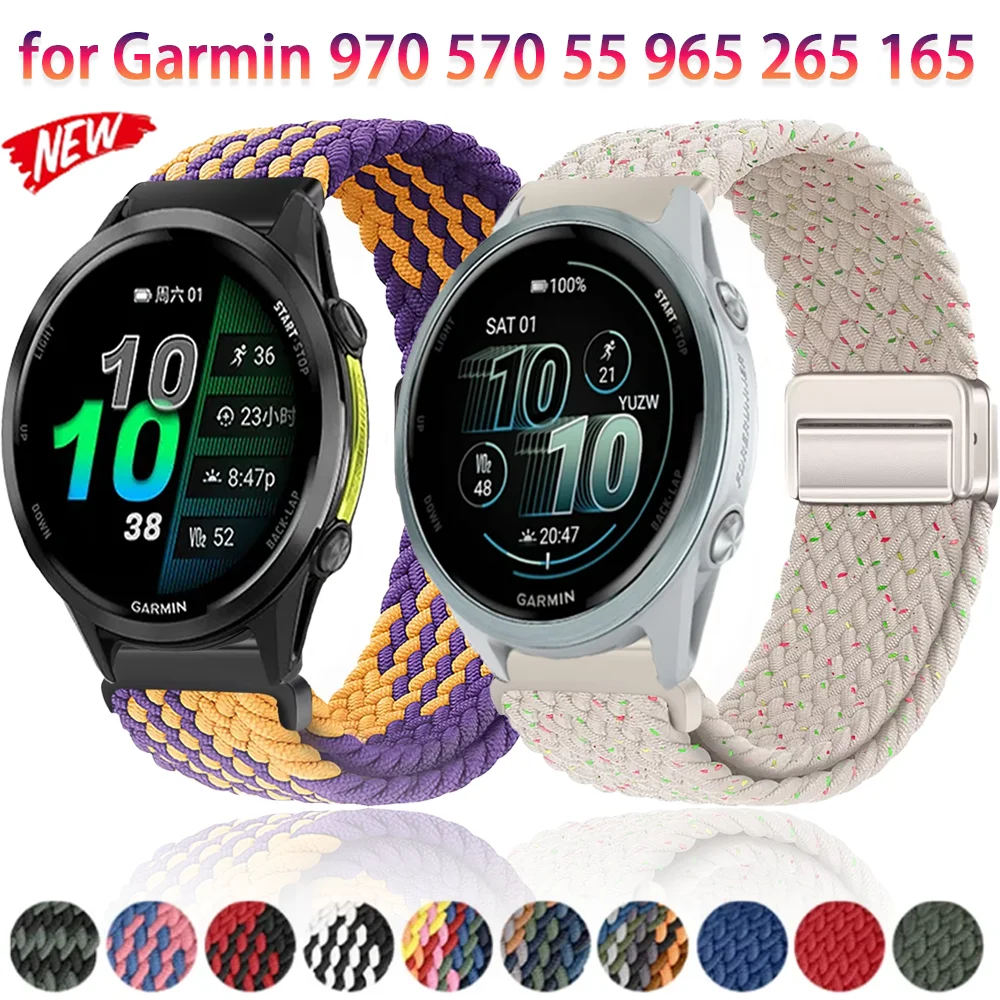 20mm 22mm Sport Nylon-Armband für Garmin Forerunner 970 570 55 965 265 165 Venu 2 3 4 45mm Magnetisches Armband Garmin Vivoactive 6 5