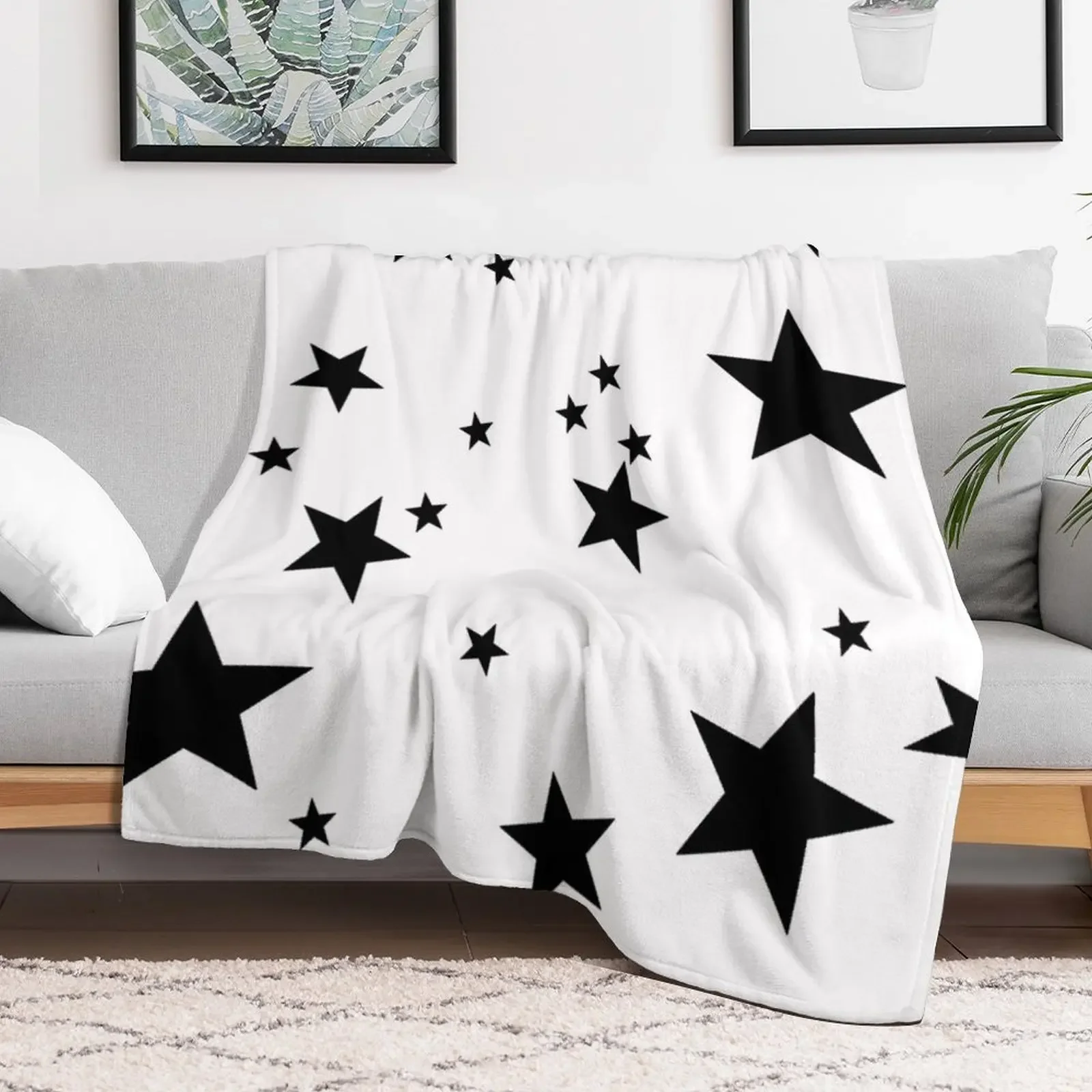 stars black Throw Blanket Travel Size Cozy Blanket for Plane Train