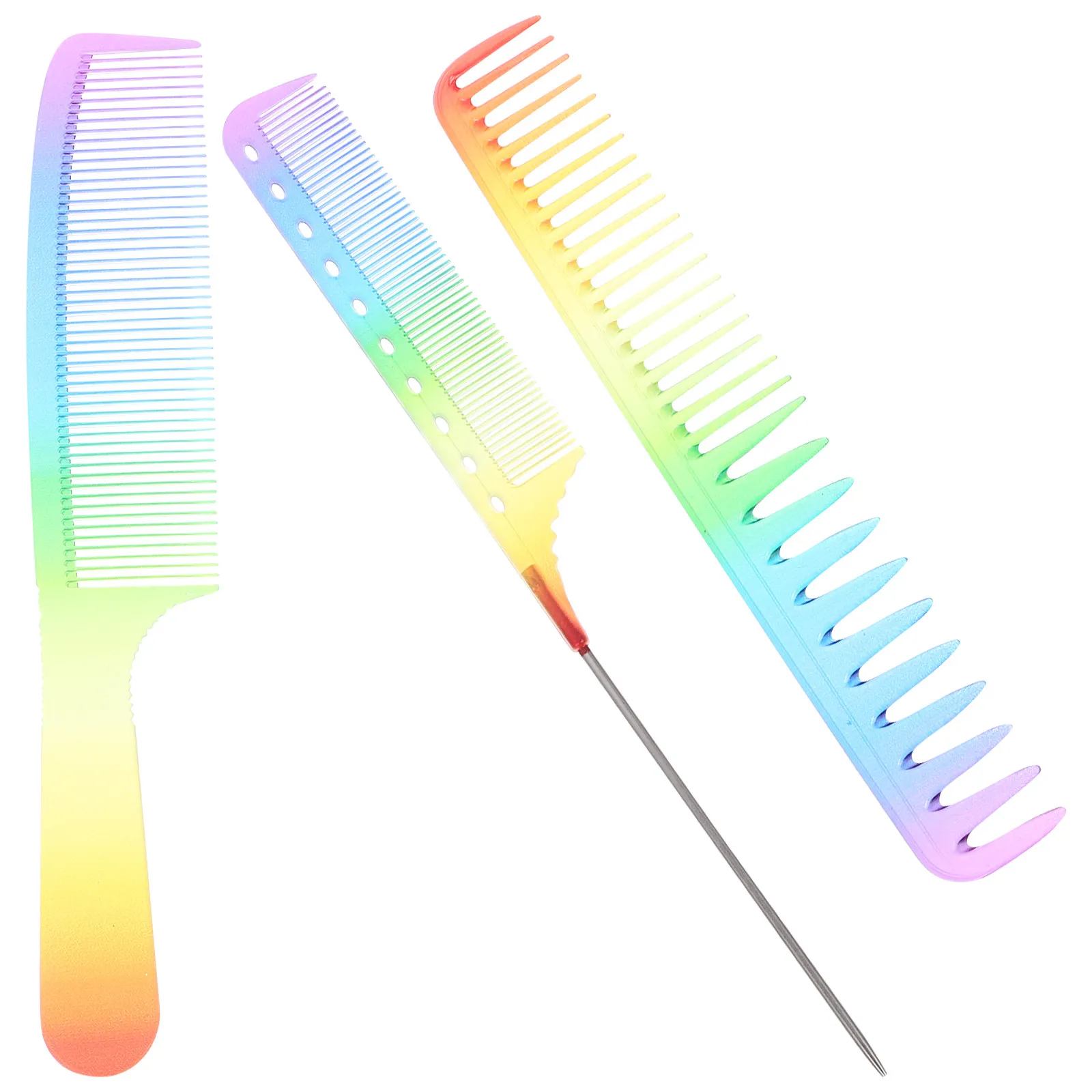 

3Pcs Rainbow Hair Comb Smooth Styling Tool Anti-Breaking Hair Care Salon Hairdresser Hairdressing Comb Salon Hairbrush