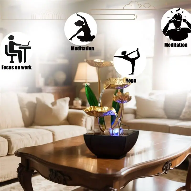 ABKR-USB نافورة مياه لسطح المكتب مع أضواء LED نوافير مياه نافورة شلال داخلية