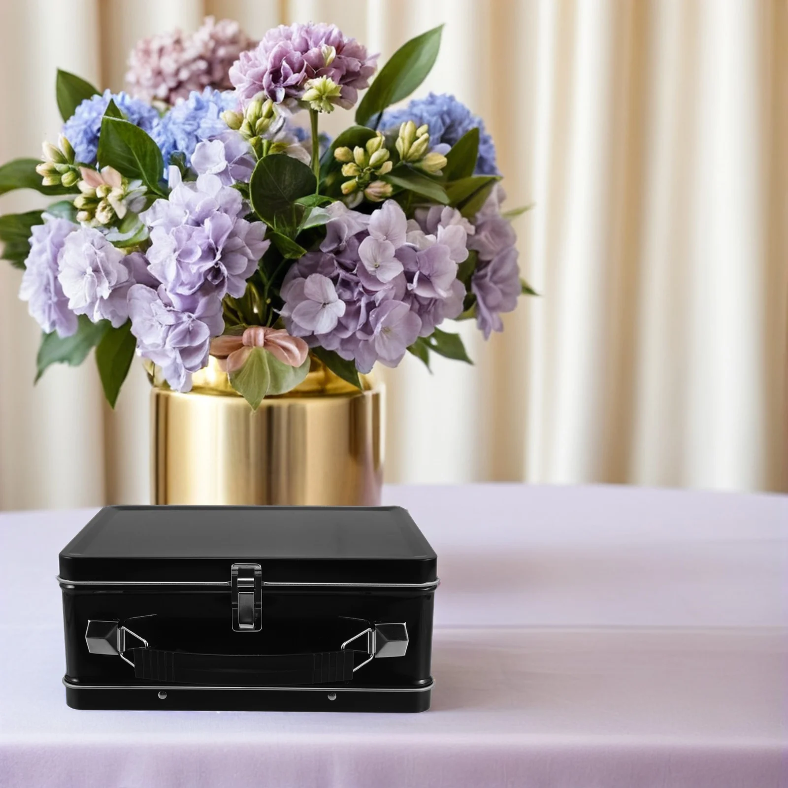 

Decorative Metal Tin Box with Padlock Secure Locking Storage Case for Jewelry Tea Cards Keepsakes Vintage Style Money Safe Retro