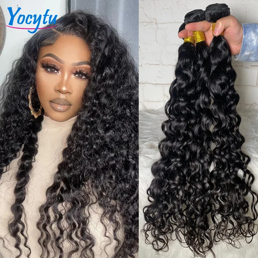 20 22 24 Inches Water Wave Bundles YOCYTU Curly Bundles Human Hair 12A Water Wave Bundles 100% Human Hair For Women Brazilian Weave Ali Express Human Hair Bundles 3 Days Delivery France