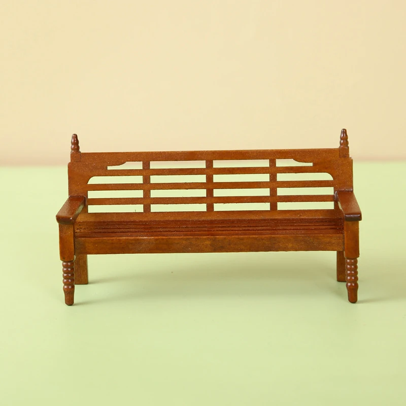 1Pc 1:12 Dollhouse Miniature Park Bench Backrest Chair Furniture Model Decor Toy Doll House Accessories