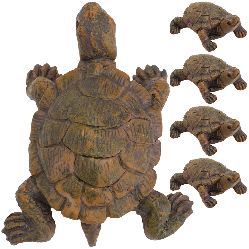 

5 Pcs Simulated Turtle Ornament Garden Decor Small Statue Animal Figurines Figures Resin Miniature