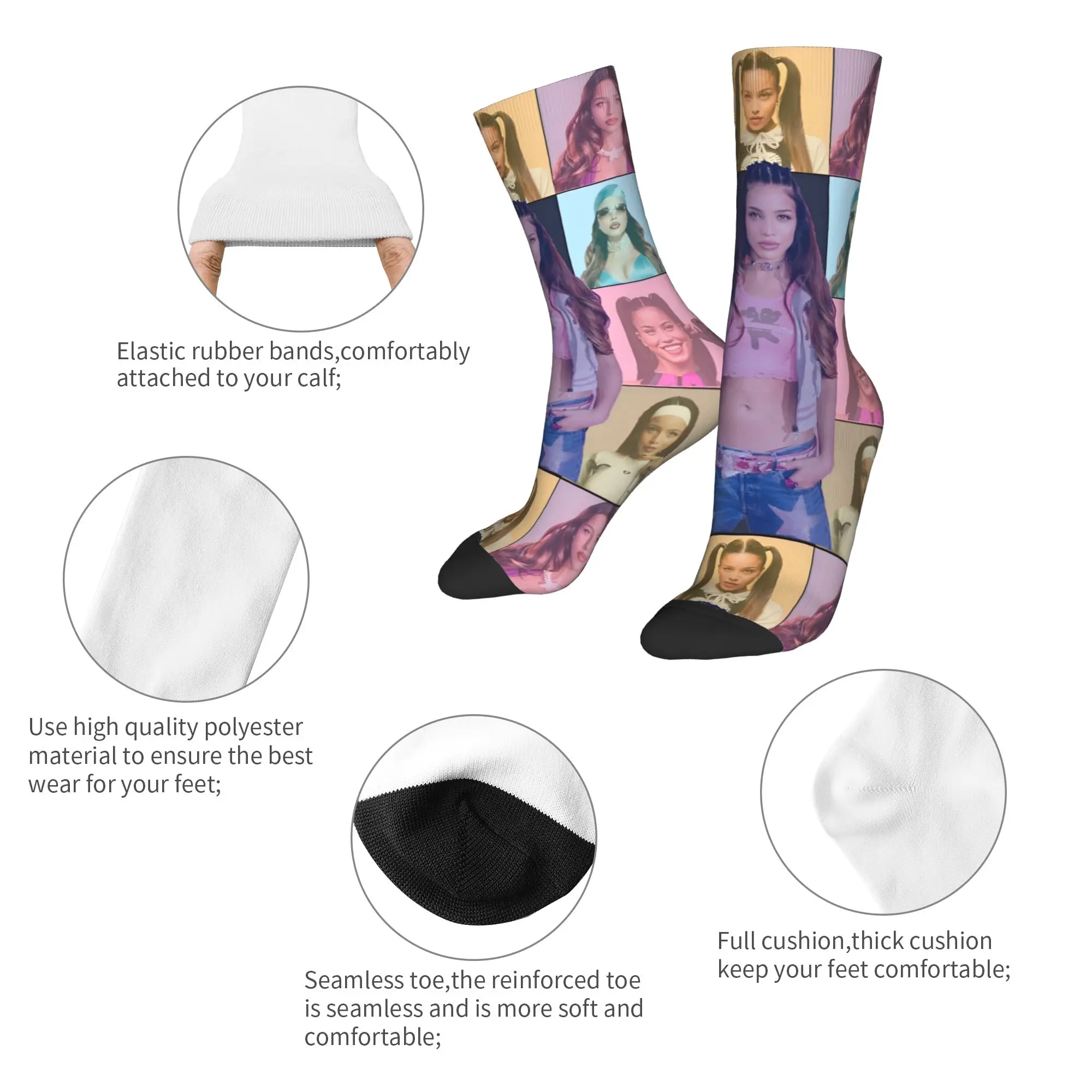 Singer Emilia Mernes MP3 Tour Socks  Graphic Stockings Non Skid Unisex Men Socks Medium Soft Autumn Casual Outdoor Socks