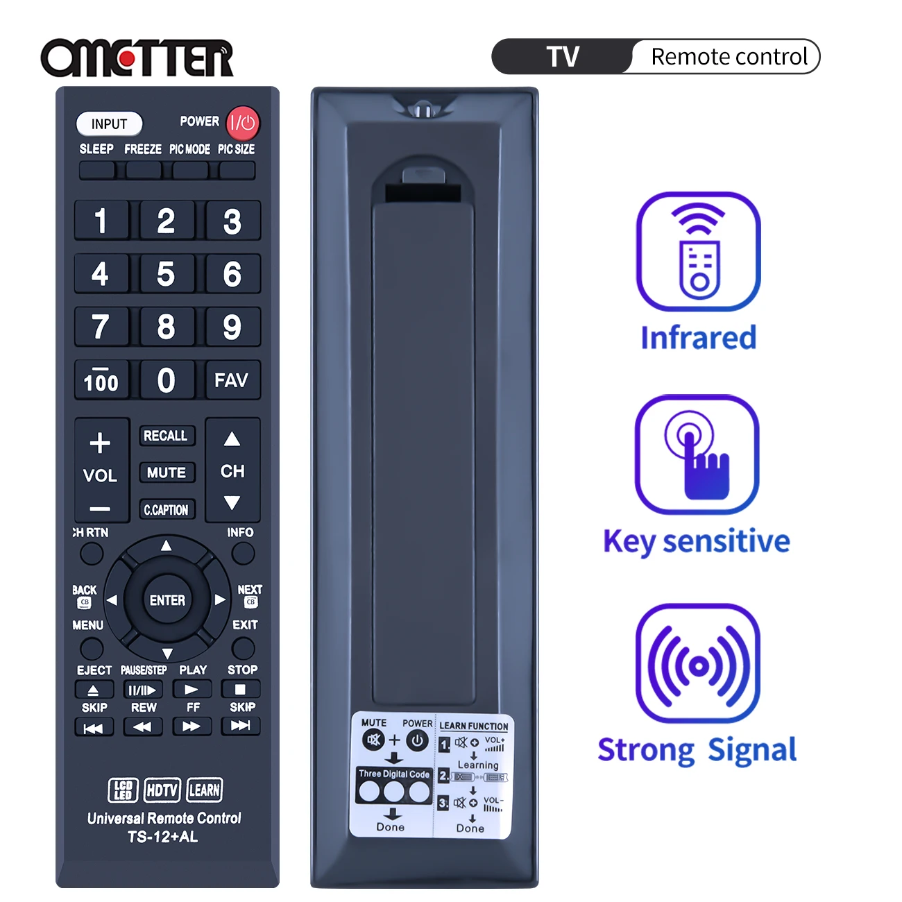 

New TS-12+AL Replace Universal Fit for Almost All Toshiba TV Remote Control