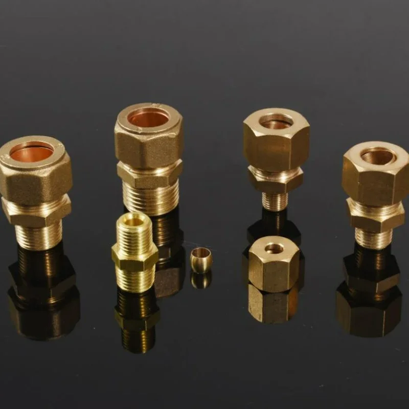 Messing-Kompressionsrohrverbinder 1/8-1/2" Außengewinde Ferrule-Verbinder für Kupferrohr, Luftbefeuchter, Textilmaschinen – Detail 2