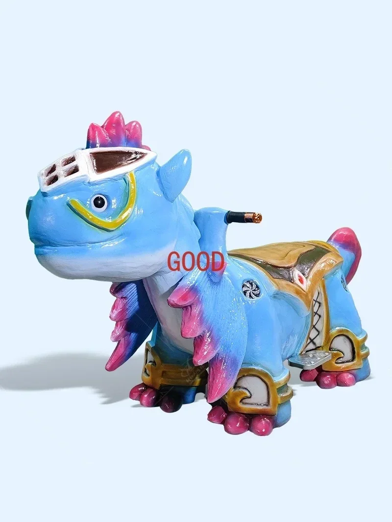 Квадратный новый детский двойной автомобиль-динозавр для родителей и детей, светящийся киоск для ночного рынка