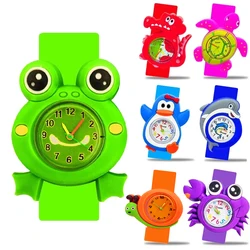 Bonito reloj de rana para niños, juguetes para niñas y niños, relojes analógicos de cuarzo, Simple, resistente al agua, pez, regalo de cumpleaños para bebés