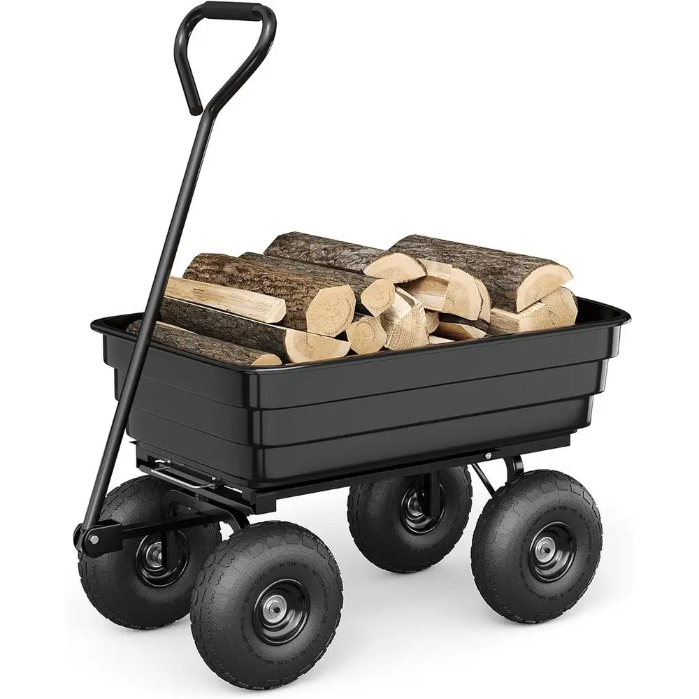 

Heavy-Duty 600 lbs Garden Cart with Quick-Release Dumping and 10 Tires for Yard Work and Gardening